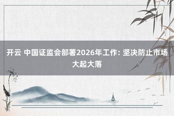 开云 中国证监会部署2026年工作: 坚决防止市场大起大落