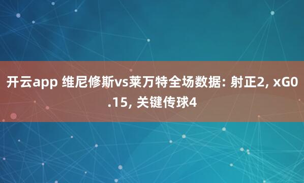 开云app 维尼修斯vs莱万特全场数据: 射正2, xG0.15, 关键传球4