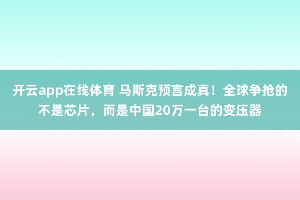 开云app在线体育 马斯克预言成真！全球争抢的不是芯片，而是中国20万一台的变压器